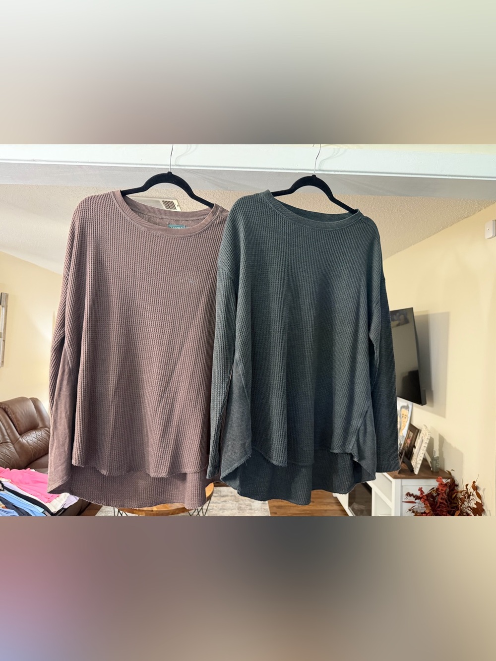 Terra & Sky Gray Knit Tops with Logo Tag